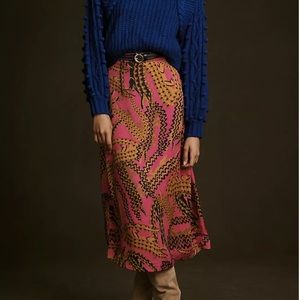 Anthropologie Farm Rio Croco Pink MIDI Skirt
